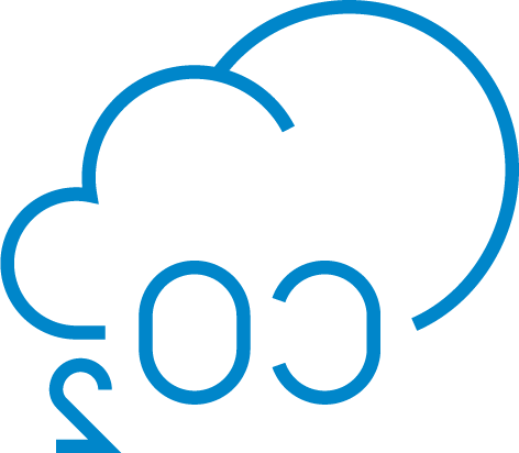 Blue illustration outline of CO2 in a cloud